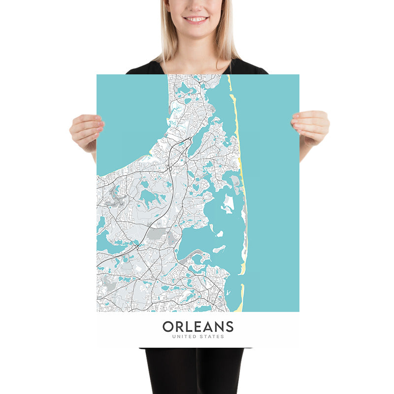 Plan de la ville moderne d'Orléans, MA : Nauset Beach, Skaket Beach, Rock Harbor, Pleasant Bay, Cape Cod National Seashore
