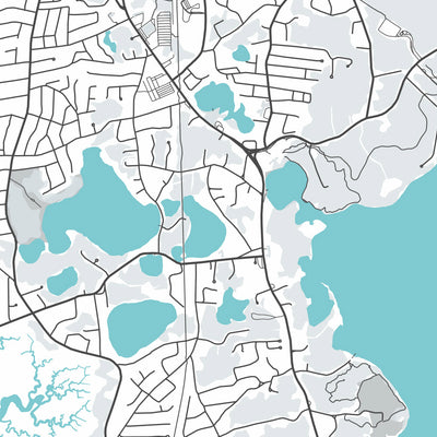 Plan de la ville moderne d'Eastham, MA : Nauset Light Beach, Coast Guard Beach, First Encounter Beach, Fort Hill, Rock Harbor