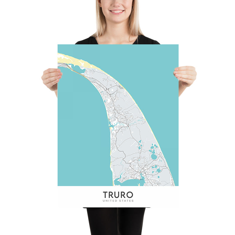Plan de la ville moderne de Truro, MA : Truro Center, North Truro, South Truro, East Truro, West Truro