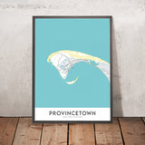 Moderne Stadtkarte von Provincetown, MA: Pilgerdenkmal, Race Point Beach, Herring Cove Beach, Long Point Lighthouse, Route 6 