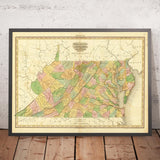 Old Map of Virginia, Delaware, Maryland and Washington D.C. by H. S. Tanner (1820): Featuring Baltimore, Alexandria, Norfolk, Richmond, and Wilmington