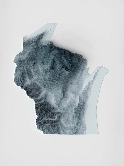 Wisconsin Topographic 3D Relief Map
