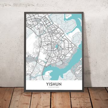 Mappa della città moderna di Yishun, Singapore: Ospedale Khoo Teck Puat, Northpoint City, Riserva di Lower Seletar, Parco di Yishun, Club SAFRA 