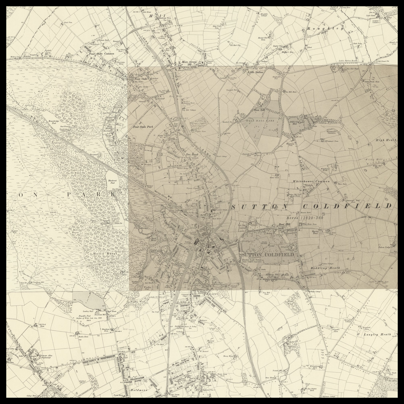 Personalised Old Map of Royal Sutton Coldfield