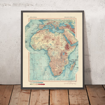 Antigua Mapa Físico de África, 1967: Montañas, Llanuras, Lagos, Instantánea de África Durante la Era de Independencia 