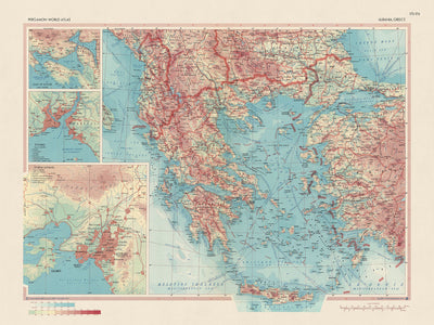 Alte Karte von Albanien und Griechenland vom Topografischen Dienst der polnischen Armee, 1967: Athen, Istanbul, Golf von Kotor, detaillierte politische Unterteilungen, verschiedene physische Gelände
