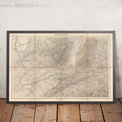 Old Map of Northwest Alps by Mayr, 1874: France, Switzerland, Germany, Bern, Straßburg