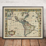 Carte ancienne rare de l'Amérique par John Speed, 1626 : Californie comme île, premières colonies, Plymouth, Virginie 