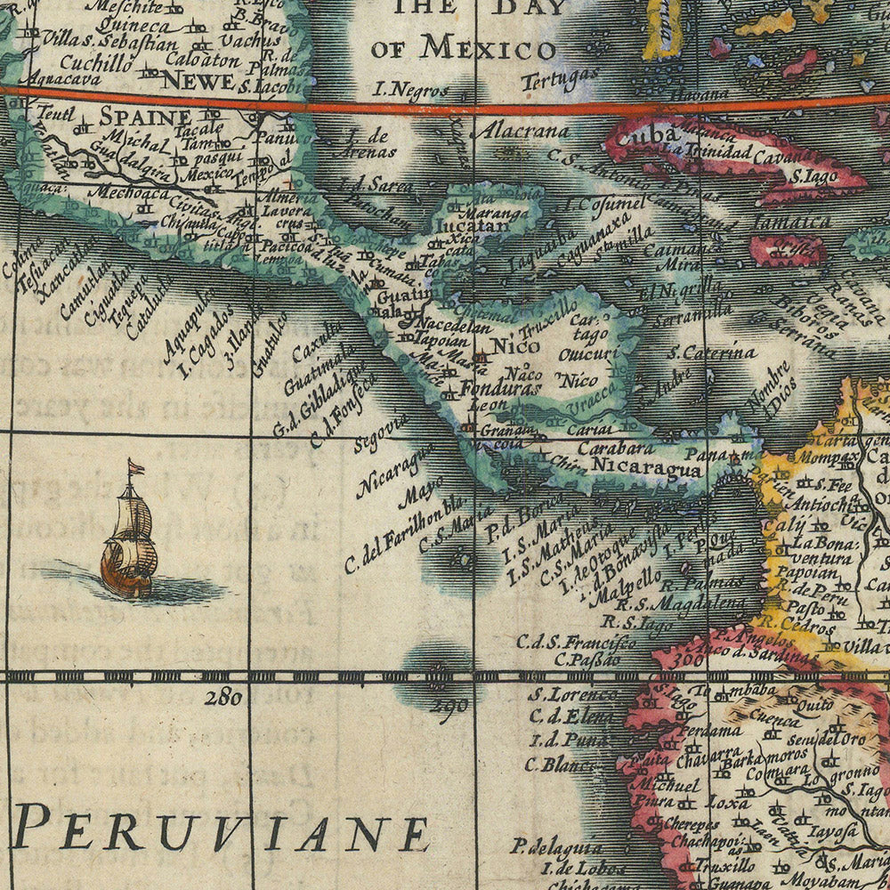 Mapa antiguo de América de Speed, 1626: California como isla, colonias tempranas, elementos decorativos