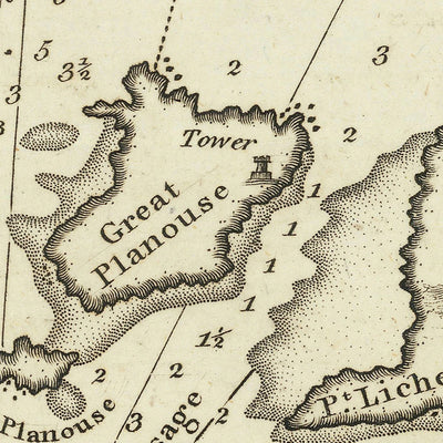 Anciens canaux entre l'Asinara et la Sardaigne Carte marine de Heather, 1802 : Cap Azinara, Castelsardo, Secca di Mezzo