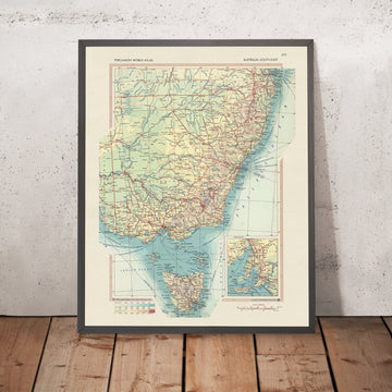 Alte Karte von Südostaustralien, 1967: Melbourne, Sydney, Brisbane, Adelaide, Perth 