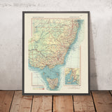 Ancienne carte du sud-est de l'Australie, 1967 : Melbourne, Sydney, Brisbane, Adélaïde, Perth 