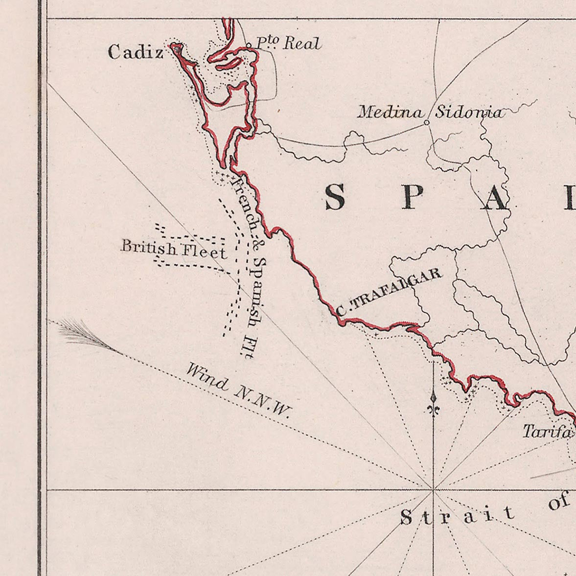 Batalla de Trafalgar: la flota británica rompiendo la línea francesa y española por AK Johnston, 1852