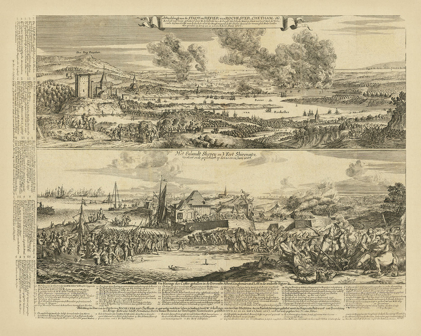 Schlacht von Chatham / Überfall auf den Medway von Romeyn De Hooghe, 1669