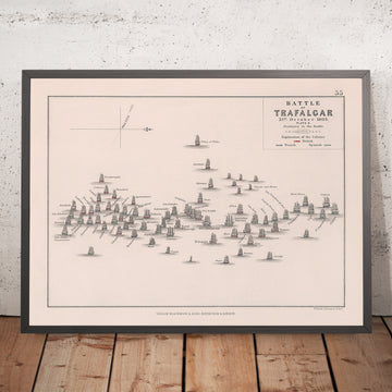 Battaglia di Trafalgar: Posizioni nella Battaglia di AK Johnston, 1852: Guerre Napoleoniche, Ammiraglio Nelson 