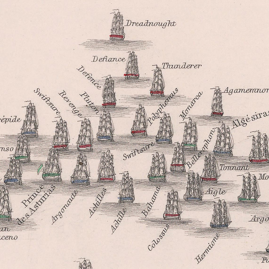 Battle of Trafalgar: Positions in the Battle by AK Johnston, 1852: Napoleonic Wars, Admiral Nelson