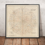 Old Map of Bengaluru, 1910: Bangalore City, Cantonment, Bannerghatta, Ulsoor Lake, Sankey Tank