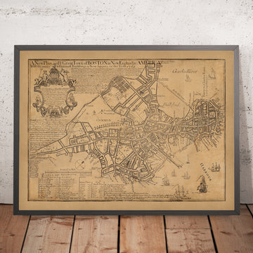 Mappa antica di Boston, 1769 di William Price: Beacon Hill, Centro, Nord, Sud, West End 