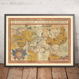 Alte Karte von Brandenburg von Ortelius, 1598: Berlin, Albisfluss, Oderfluss, Marchia Media, aufwendiges Design 