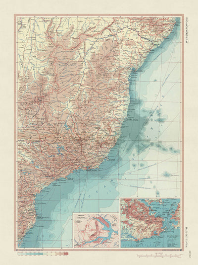 Ancienne carte du Brésil réalisée par le service topographique de l'armée polonaise, 1967 : São Paulo, Rio de Janeiro, Brasilia, fleuve Amazone, Pantanal