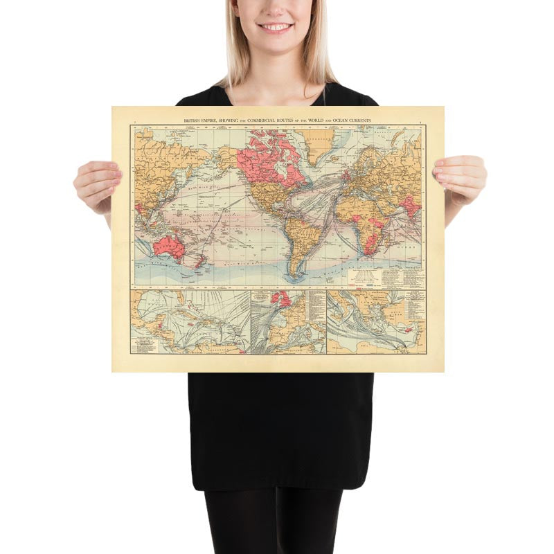 Ancienne carte du monde des routes commerciales de l&