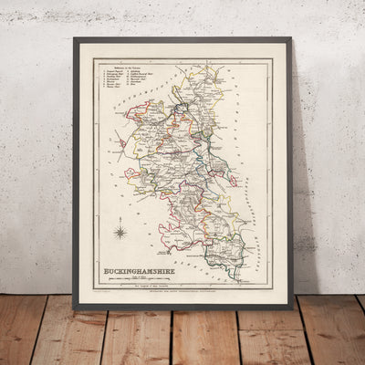 Old Map of Buckinghamshire by Samuel Lewis, 1844: Aylesbury, High Wycombe, Milton Keynes, Marlow, Amersham, Chesham