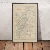 Alte Weinkarte von Burgund, 1895: Côte de Beaune & Côte d'Or, Dijon, Beaune, Weinberge, Saône 