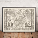 Ancienne carte de CambridgeShire, 1611 par John Speed ​​- Cambridge, Peterborough, Wisbech