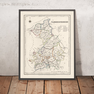 Old Map of Cambridgeshire by Samuel Lewis, 1844: Ely, Wisbech, Huntingdon, St Ives, and March
