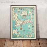 Ancienne carte du Cap Cod, de Martha's Vineyard et de Nantucket, 1949 par E. Chase : Une aventure picturale 