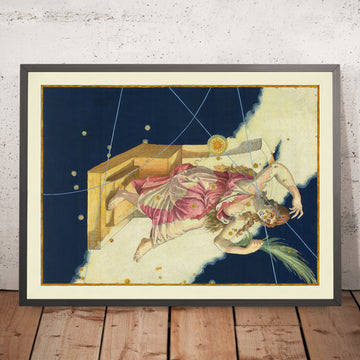 Ancienne carte des étoiles de Cassiopée par Johann Bayer, 1603 - Carte des constellations célestes 