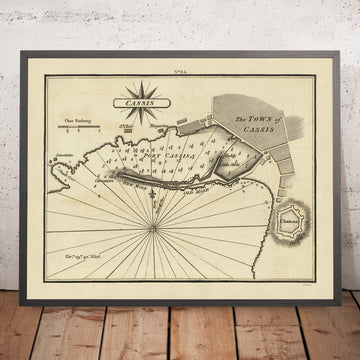 Old Town & Port of Cassis Nautical Chart by Heather, 1802: Côte d&