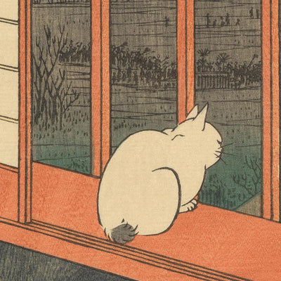 Cat on Windowsill (Watching the Festival) by Utagawa Hiroshige, 1857