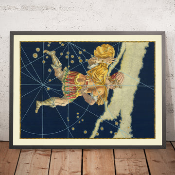 Ancien carte des étoiles de Céphée par Johann Bayer, 1603 - Carte des constellations célestes 