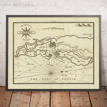 Old Entrance to Chioggia Nautical Chart by Heather, 1802: Gulf of Venice, Malamocco River