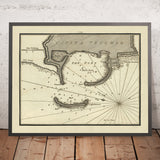 Vieja Civitavecchia, Italia Carta Náutica por Heather, 1802: Puerto, Castillo, Faro 