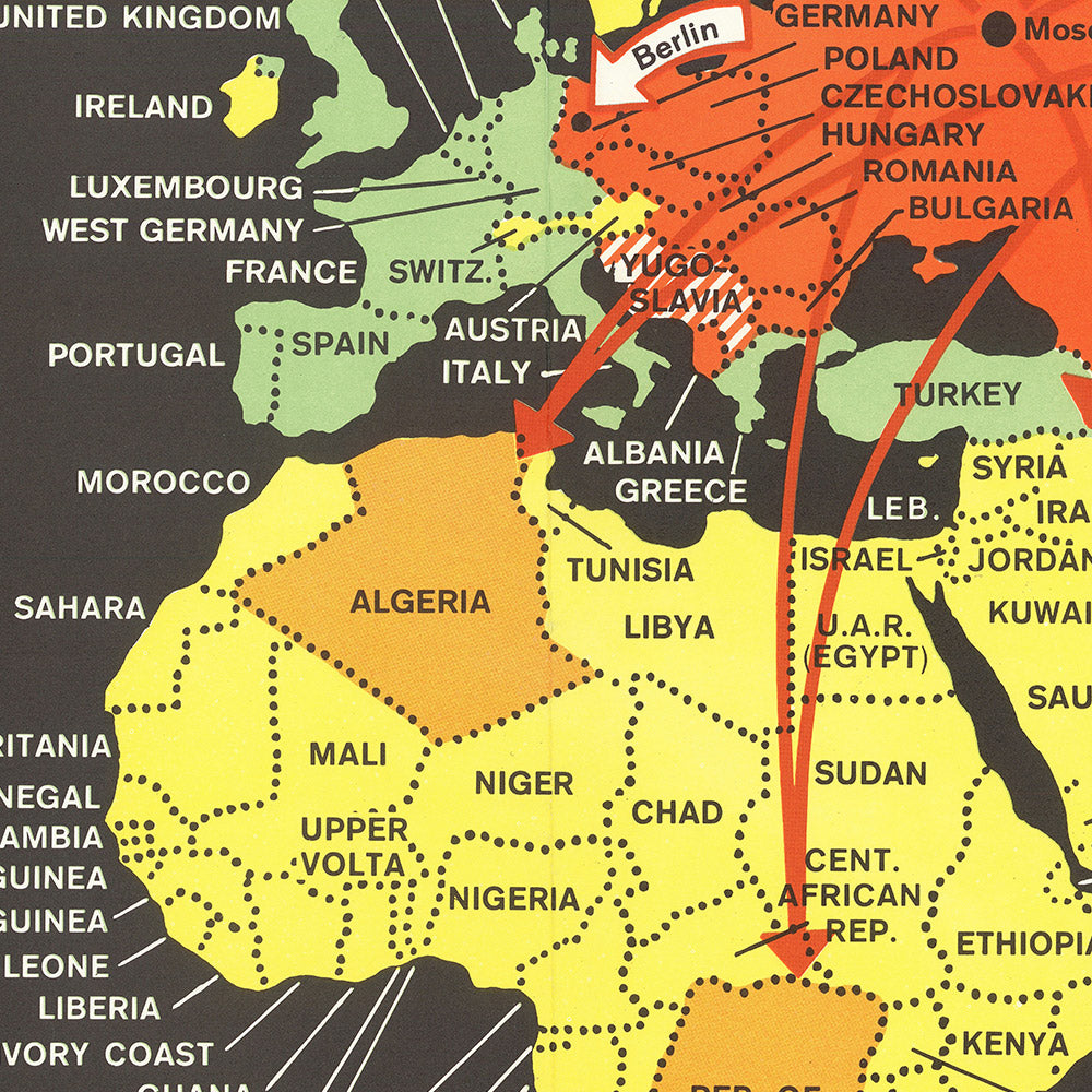 Old Cold War World Map by Jessup, 1961: Communist Expansion, Nonaligned Nations, Propaganda Style