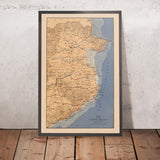 Ancienne carte de la Costa Brava par Dolcet en 1950 - Gérone, Figueres, Tossa de Mar, Lloret de Mar, Blanes