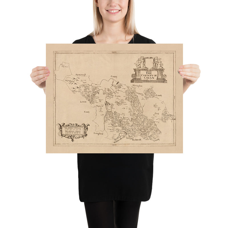 Alte Karte des County Cavan von Petty, 1685: Cavan, Belturbet, Killeshandra, Virginia, Cootehill 