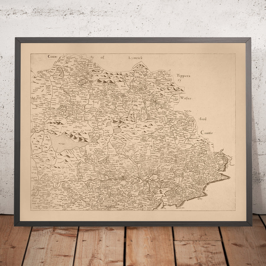 Alte Karte des County Cork von Petty, 1685: Kinsale, Bandon, Clonakilty, Bantry, Skibbereen 