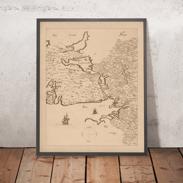 Mappa antica della Contea di Galway, 1685: Galway, Connemara, Lago Corrib, Abbazia di Kylemore, Isole Aran 