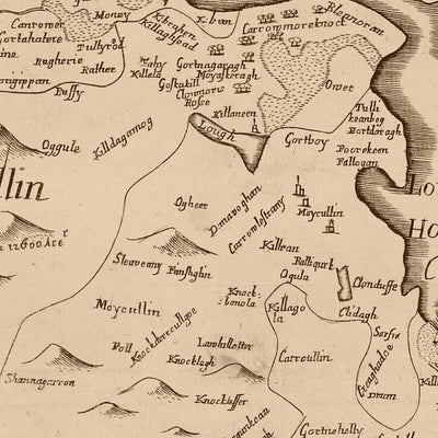 Alte Karte der Grafschaft Galway, 1685: Galway, Connemara, Lough Corrib, Kylemore Abbey, Aran Islands