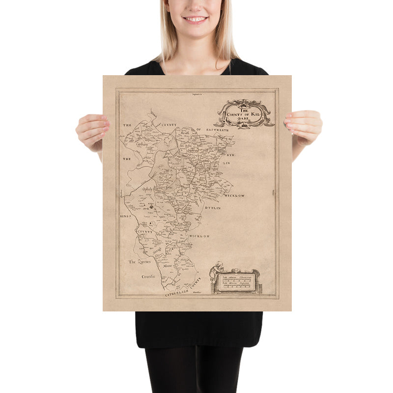 Alte Karte des County Kildare von Petty, 1685: Kildare, Naas, Maynooth, Castledermot, Monasterevan 