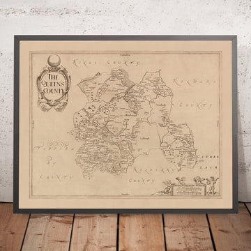 Ancienne carte du comté de Laois par Petty, 1685 : Abbeyleix, Athy, Castlecomer, Durrow, Mountmellick