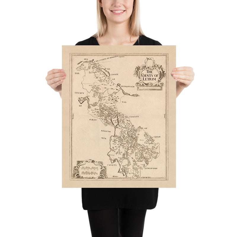 Alte Karte des County Leitrim von Petty, 1685: Carrick-on-Shannon, Jamestown, Ballinamore, Mohill, Carrigallen, Down Survey 