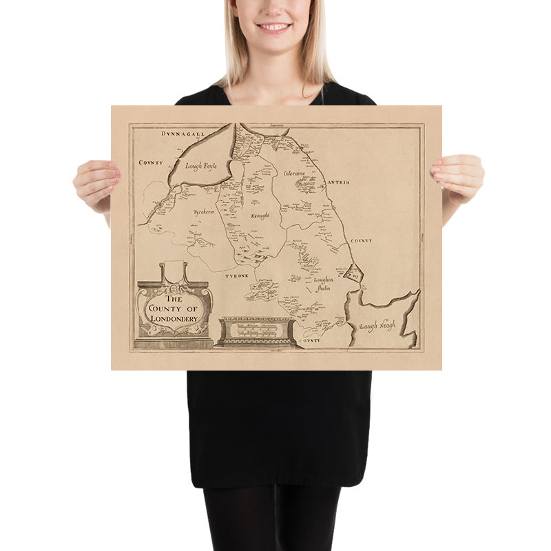 Alte Karte des County Londonderry von Petty, 1685: Ballymoney, Portrush, Coleraine, Limavady, Downhill Demesne, Roe Valley 