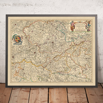 Alte Karte des Kreises Hainaut & Erzbistums Cambrai von Visscher, 1690: Charleroi, Mons, Cambrai, Parc l&