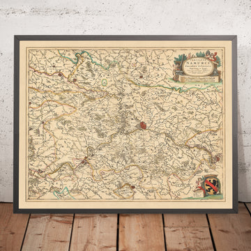 Alte Karte des Kreises Namur, Belgien von Visscher, 1690: Charleroi, Dinant, Sambreville, Huy, Gembloux 
