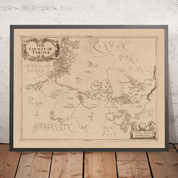 Alte Karte des County Tyrone von Petty, 1685: Strabane, Omagh, Sperrin Mountains, Ulster Canal, Lough Neagh 