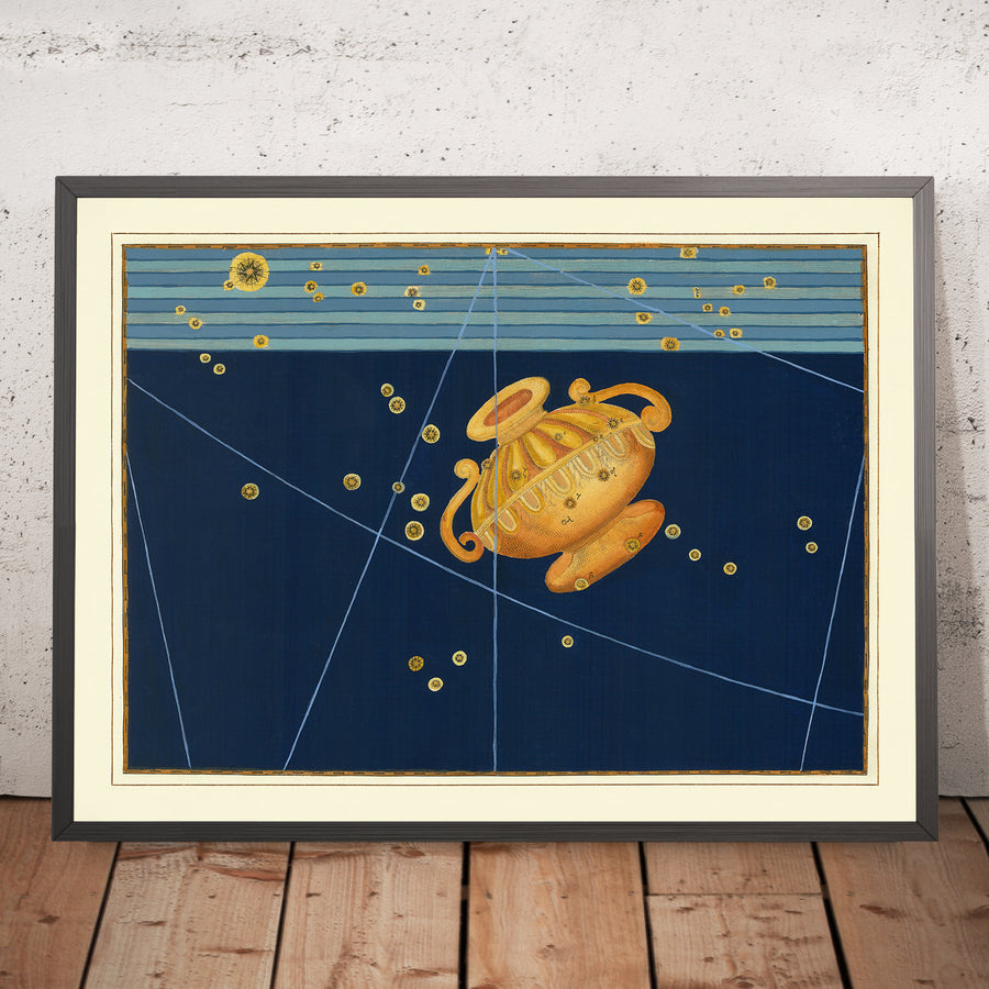 Antica mappa stellare del cratere di Johann Bayer, 1603 - Mappa delle costellazioni celesti 